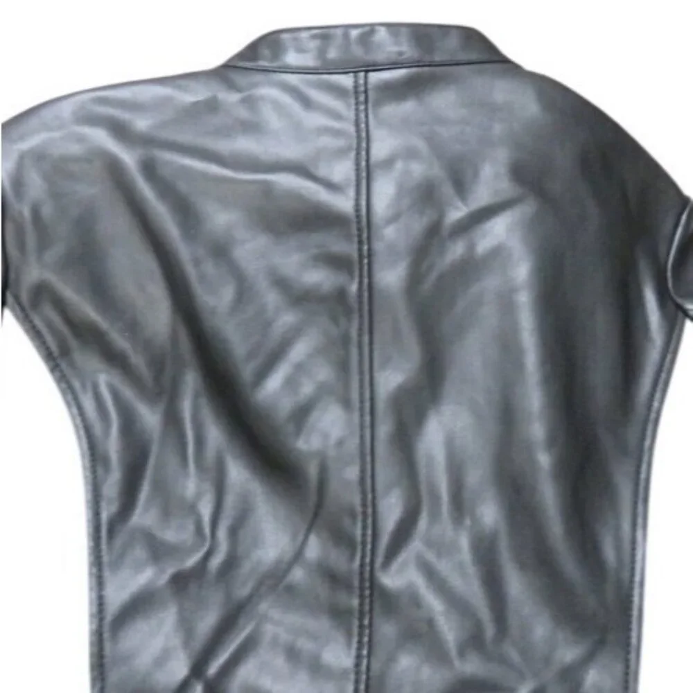 Colleen Lopez Woven Vegan Leather Jacket in Black Size Large - Picture 7 of 8